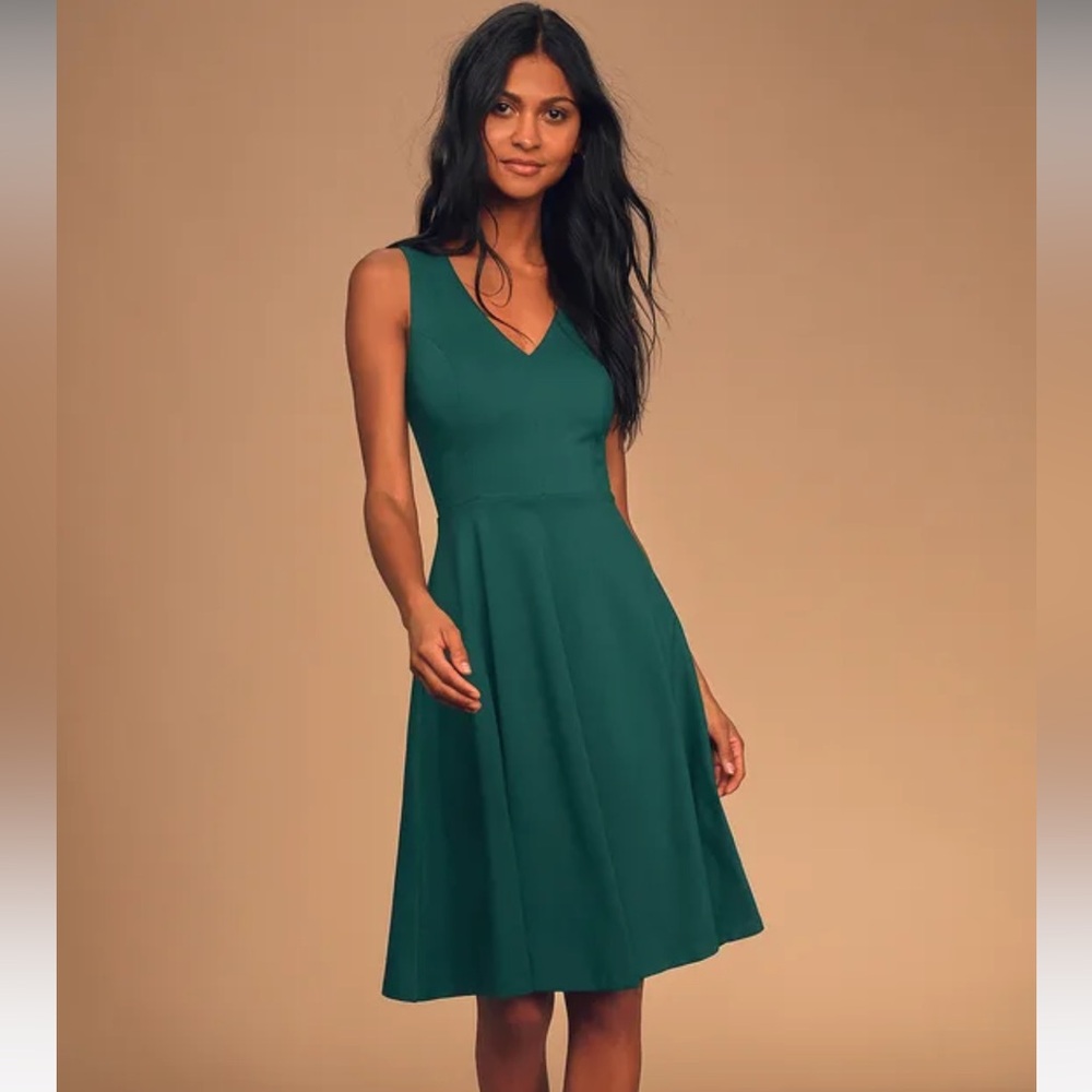 Lulus Hello World Dark Green Midi Dress
